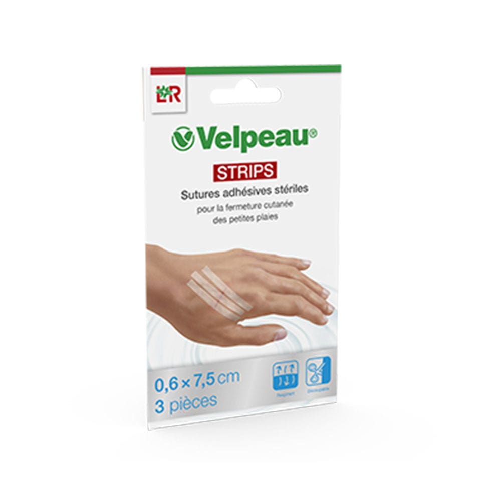 Lohmann Rauscher Velpeau Strisce di sutura adesive sterili 0,6x7,5 cm x3