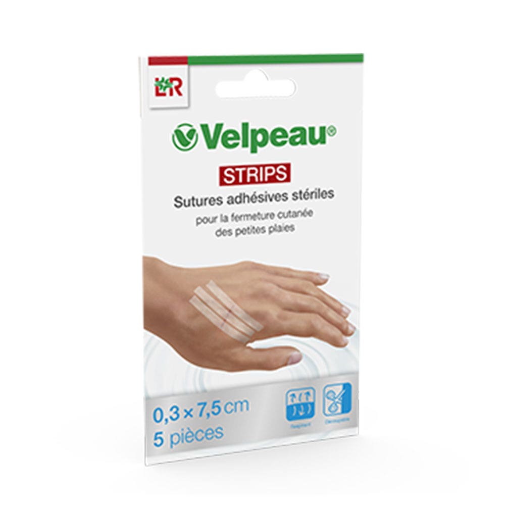 Lohmann Rauscher Velpeau Strisce di sutura adesive sterili 0,3x7,5cm x5