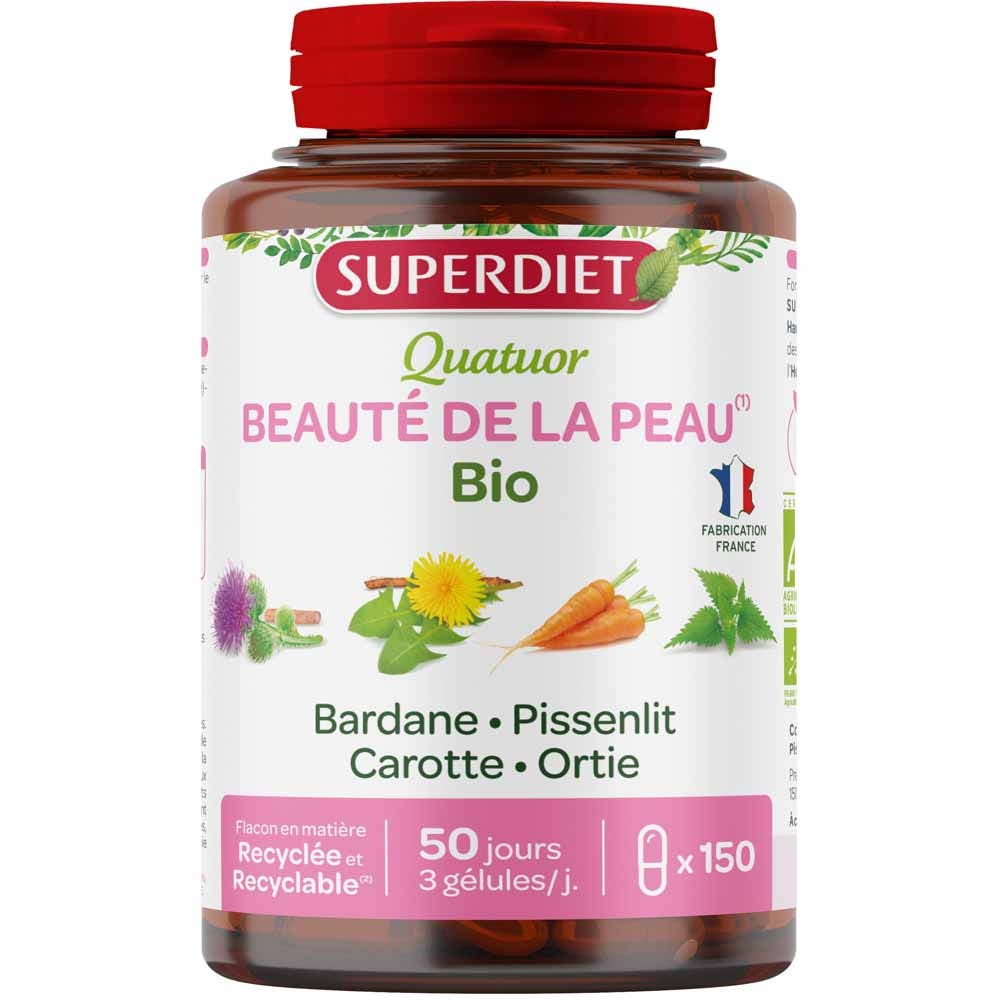 Superdiet Quatuor biologico di bardana per la bellezza della pelle 150 Geluli