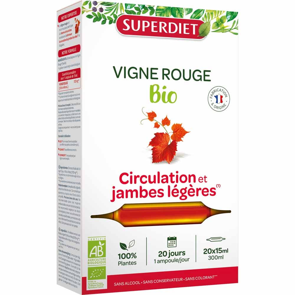 Superdiet Vite rossa Circolazione organica 20 fiale