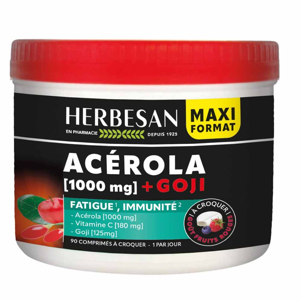Herbesan Acerola 1000mg Vitamina C 180mg e Goji 125mg 90 compresse masticabili
