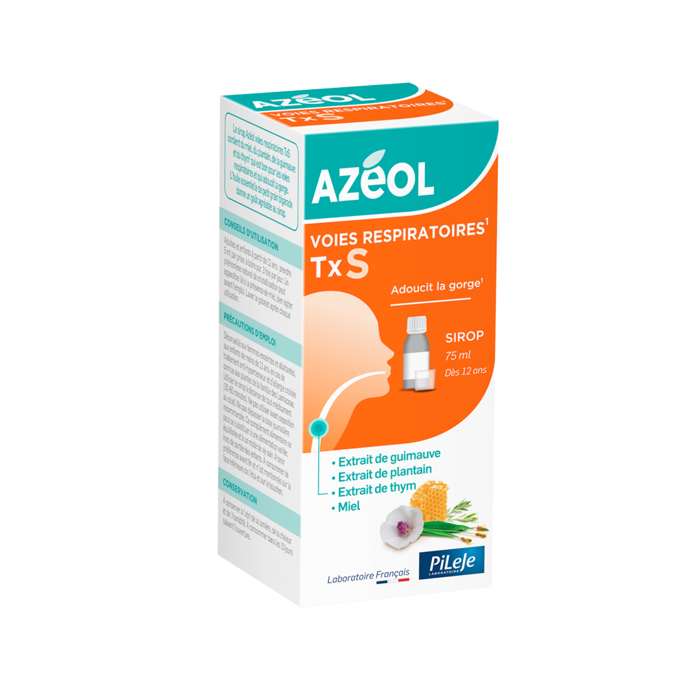 Pileje Azéol Tosse secca vie respiratorie per lenire la gola Sciroppo 75 ml
