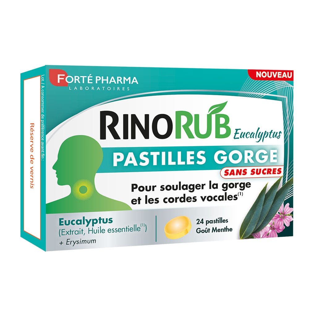 Forté Pharma RinoRub Pastiglie per la gola e all'eucalipto senza zucchero 20 compresse