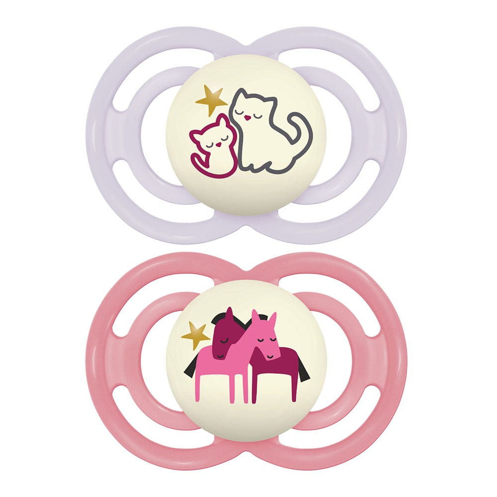 Mam Perfect Notte Ciuccio simmetrico fosforescente 6 mesi e Plus x2