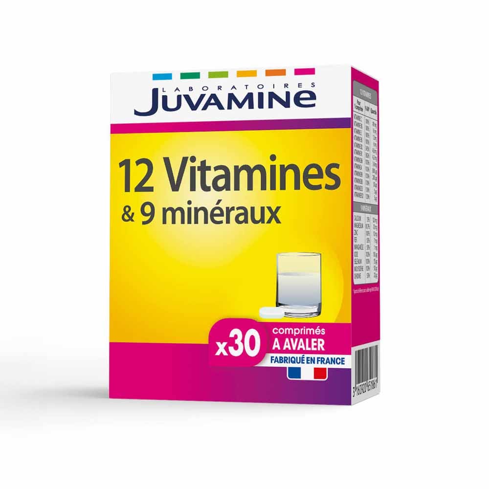 Juvamine 12 Vitamine e 9 Minerali in 30 compresse 30 Comprimes À Avaler