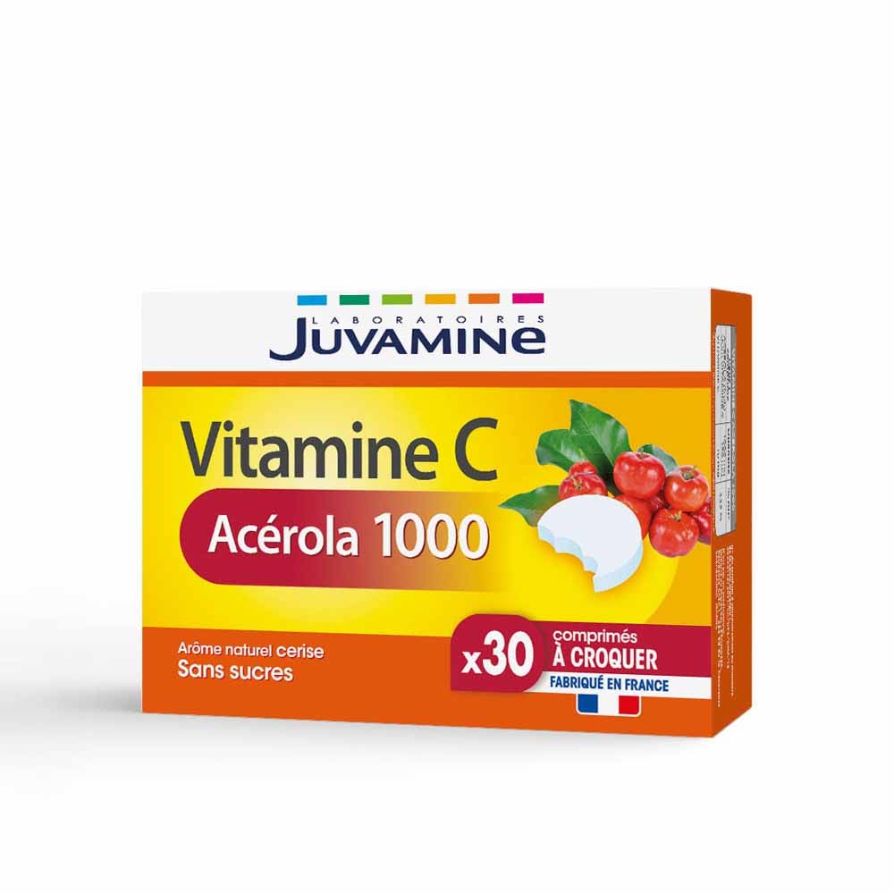Juvamine Acerola 1000 Vitamine C di origine vegetale gusto ciliegia 30 compresse masticabili