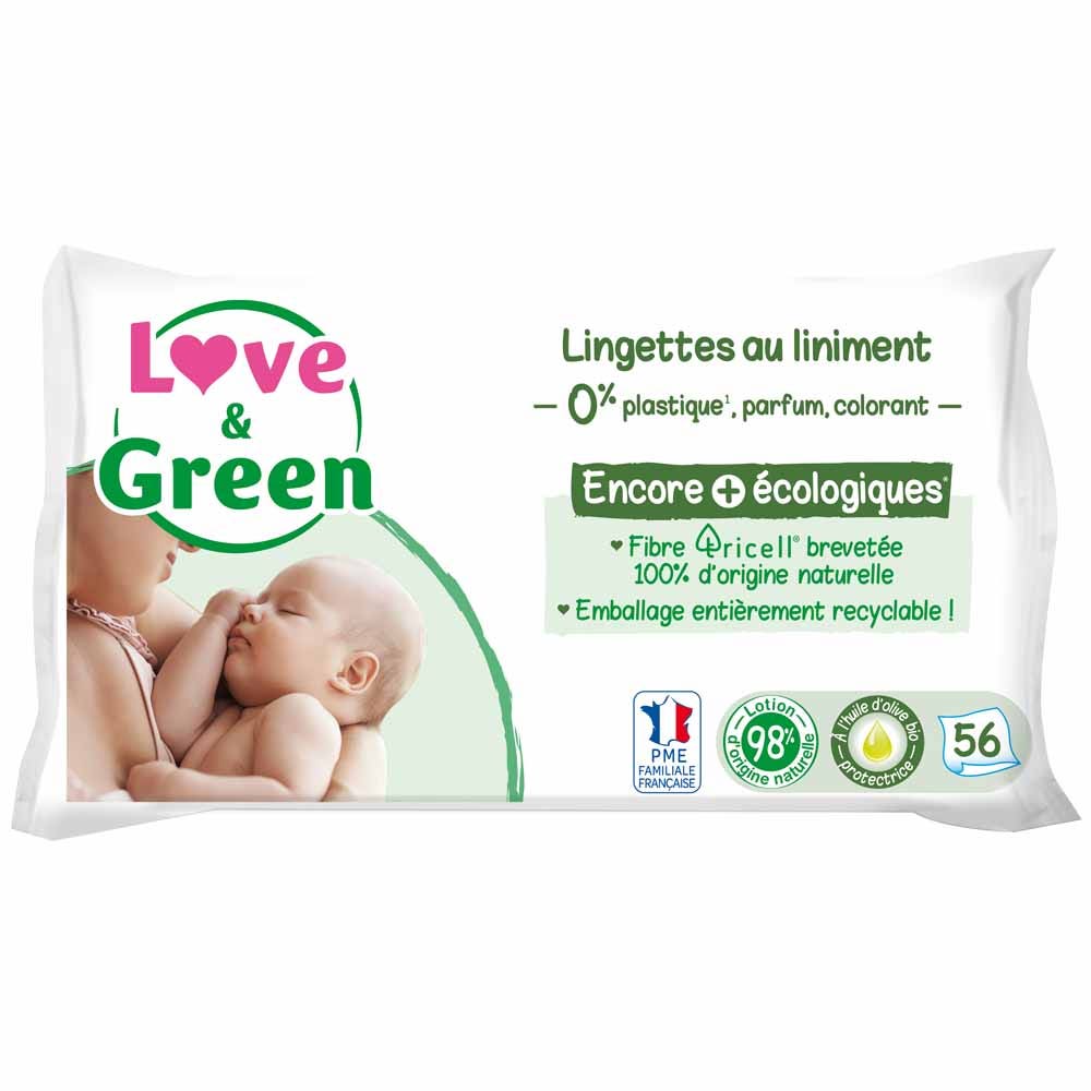 Love&Green Salviettine cambio al linimento per bebè x56