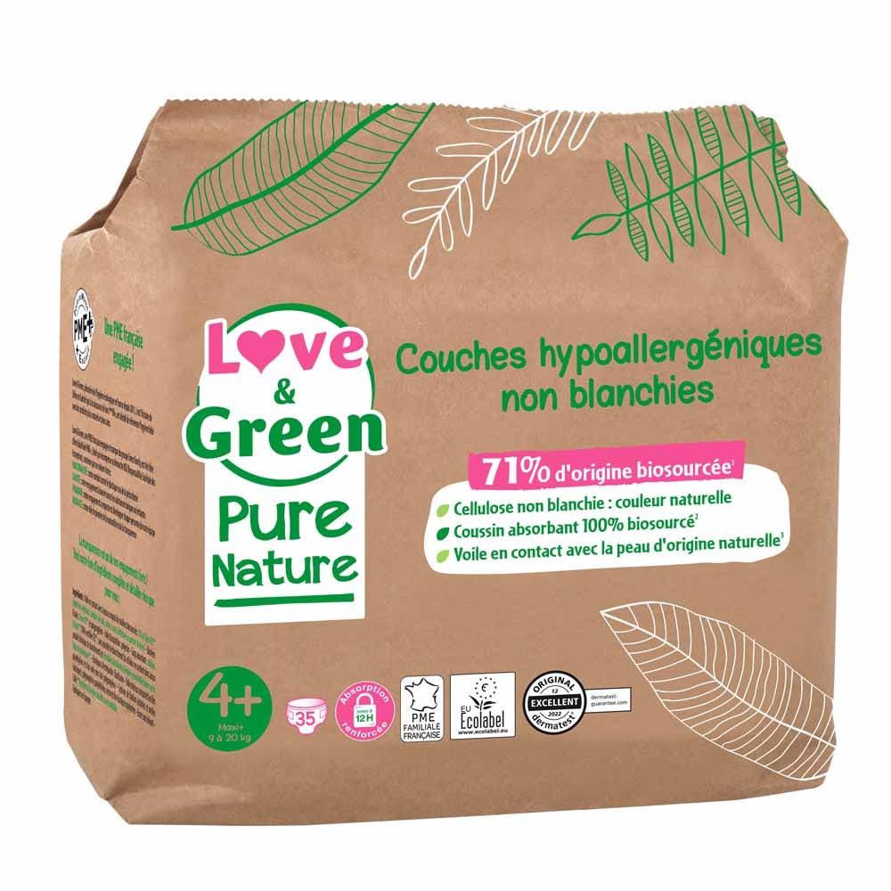Love&Green Pure Nature Pannolini ecologici Taglia 4+ x 35