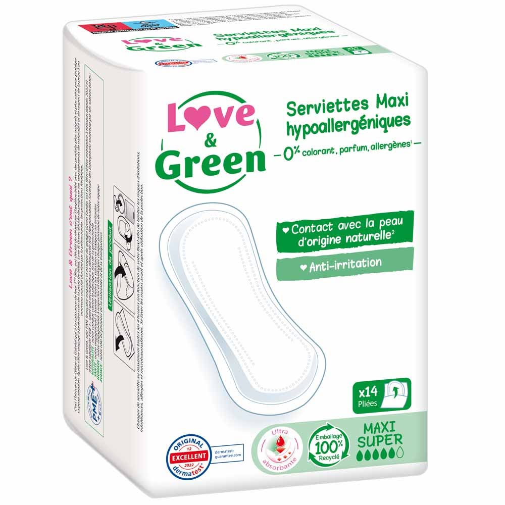 Love&Green Anti-Irritations Maxi Super 14 Serviettes