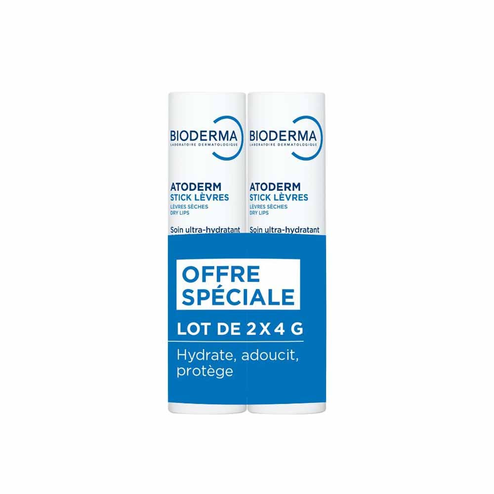 Bioderma Atoderm Stick Protettivo Labbra secche e screpolate 2x4g