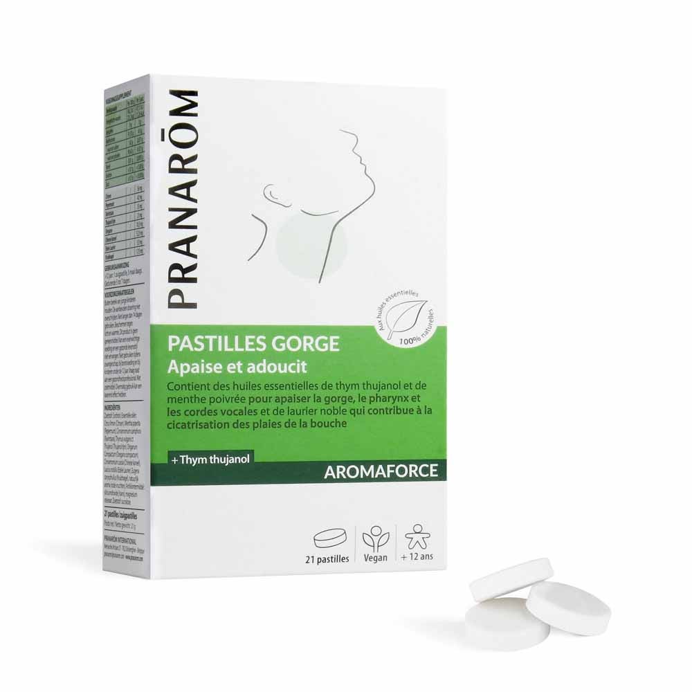 Pranarôm Aromaforce Pastiglie lenitive biologiche Ammorbidisce e lenisce la gola x21