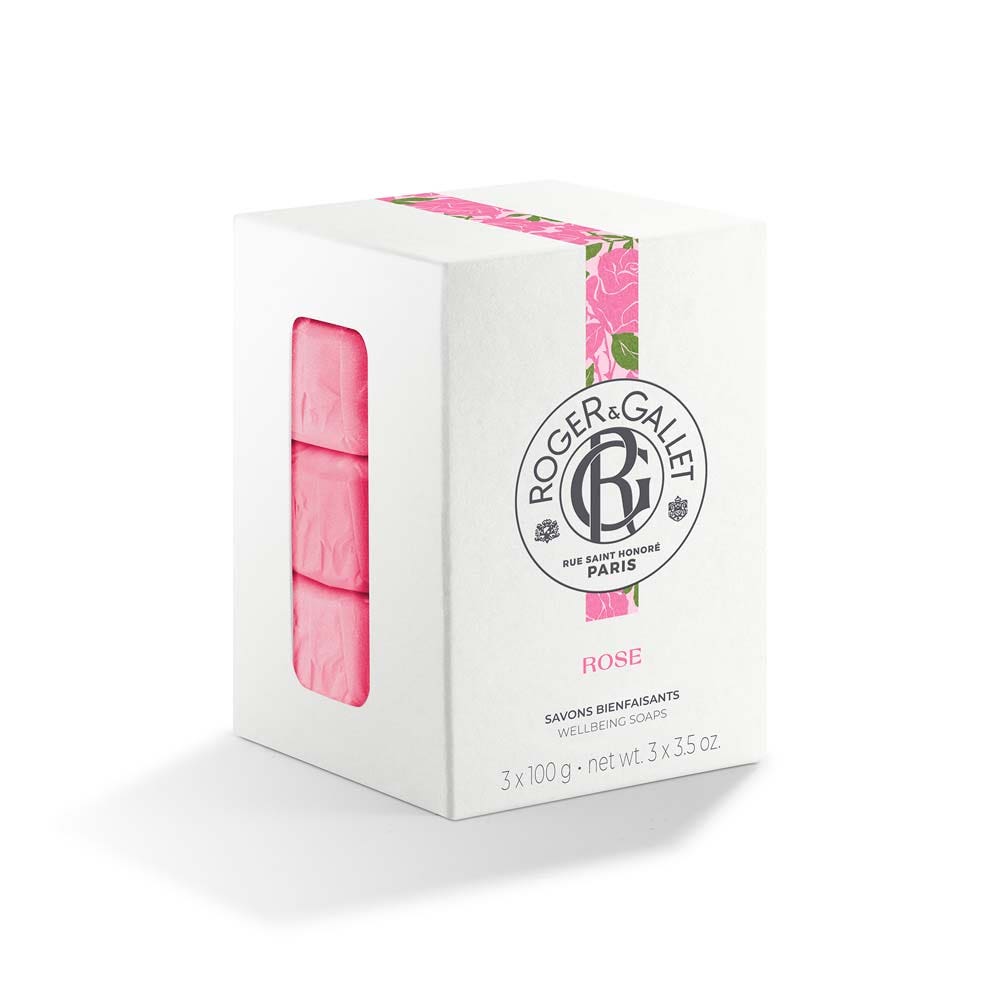 Roger & Gallet Rose Cofanetto regalo di sapone benefico Base dell'impianto 3x100g