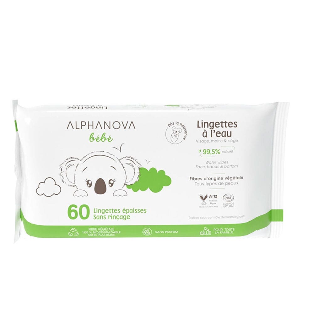 Alphanova Bébé Salviettine detergenti senza risciacquo 60 capsule