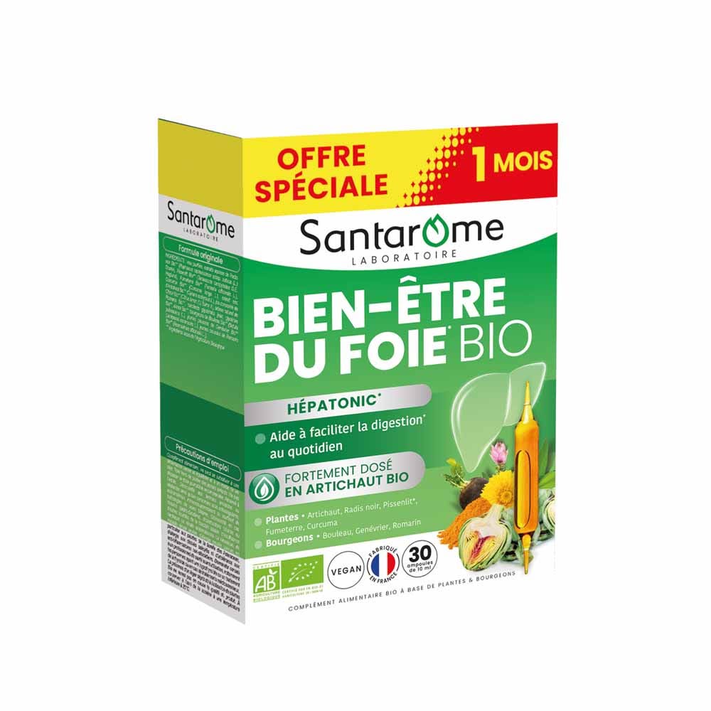 Santarome Benessere del fegato biologico Aide à la digestion 30 fiale