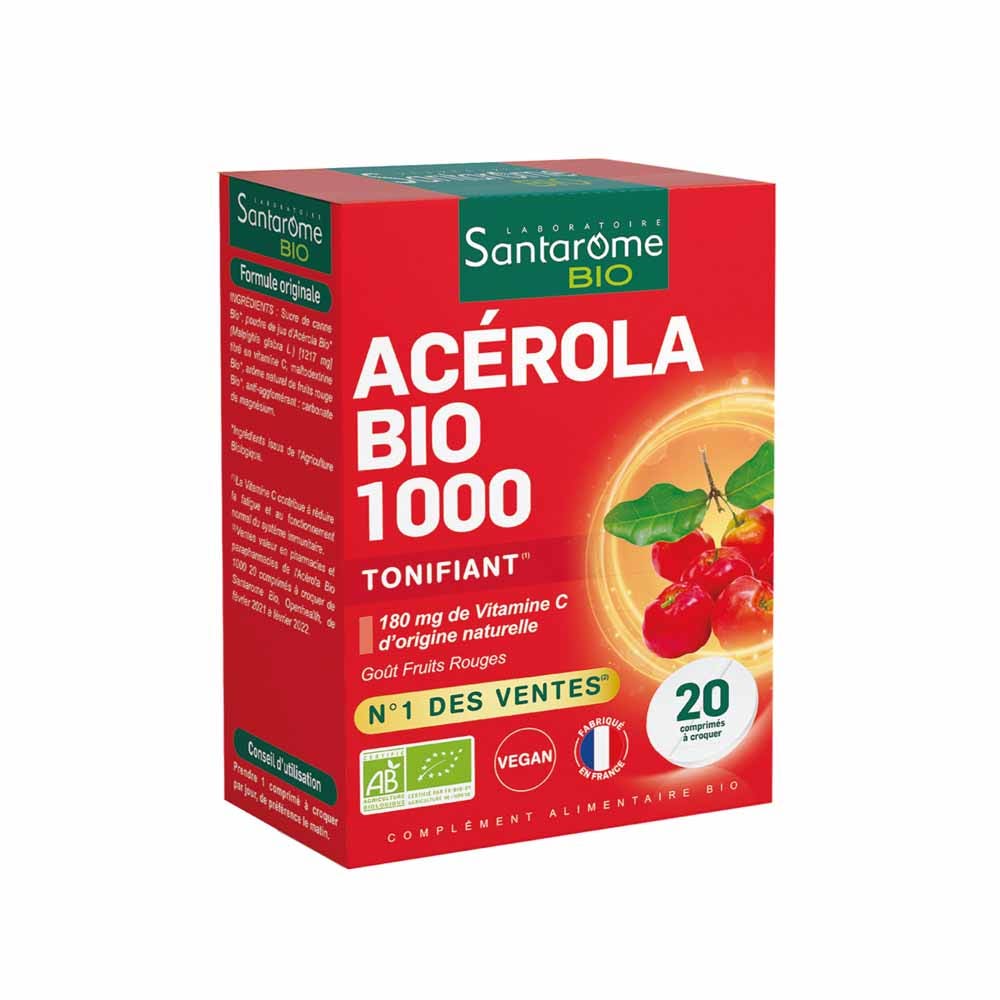 Santarome Acerolà bio 1000 vitamina C naturale 20 compresse da masticare