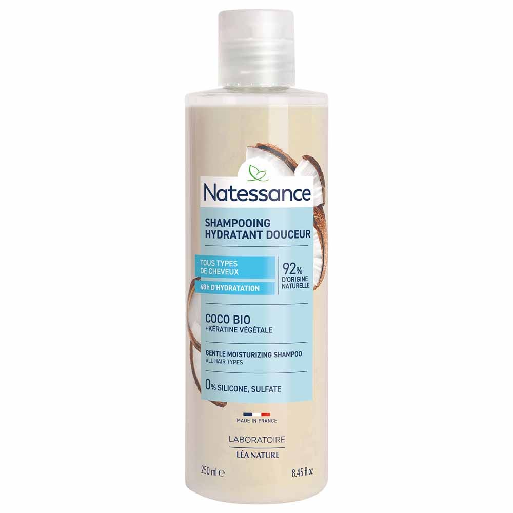 Natessance Capelli Shampoo alla cheratina vegetale per tutti i tipi di capelli e capelli sensibili 250 ml