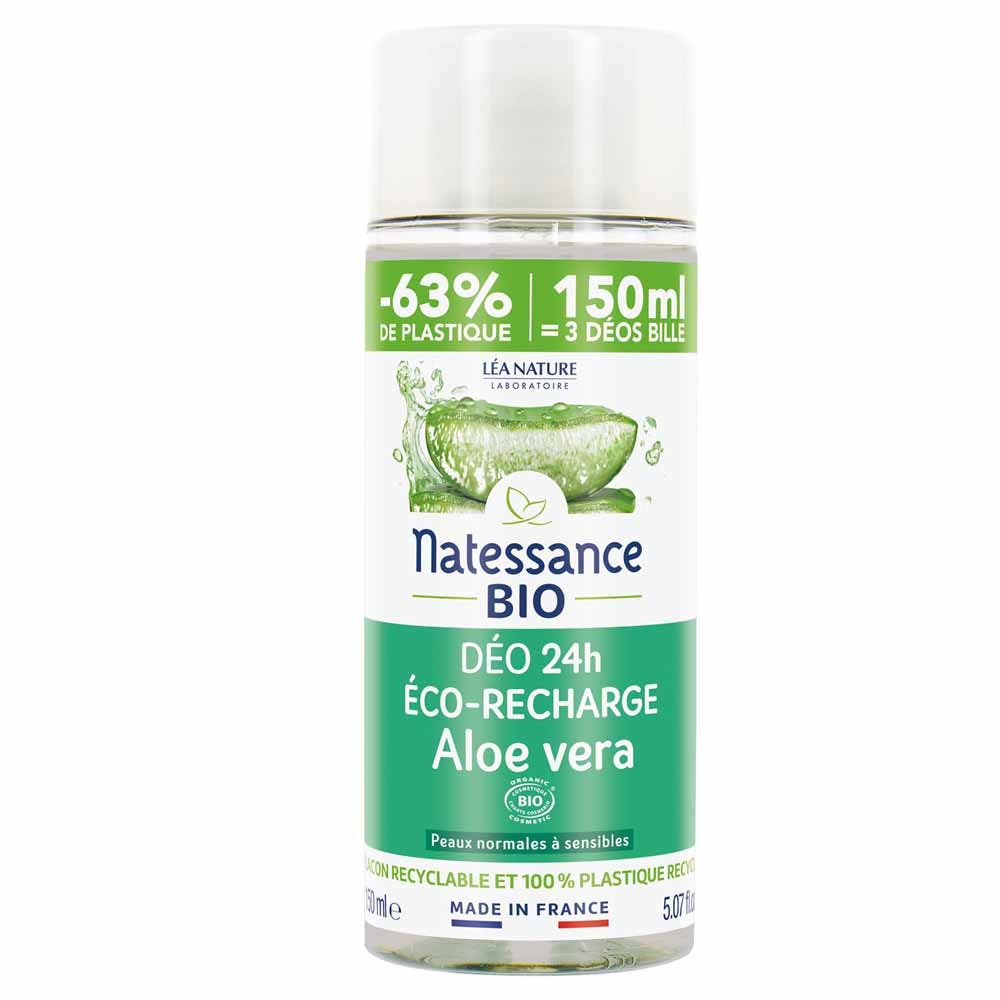 Natessance Ricarca deodorante 24h Aloe Vera bio per pelli sensibili 150 ml