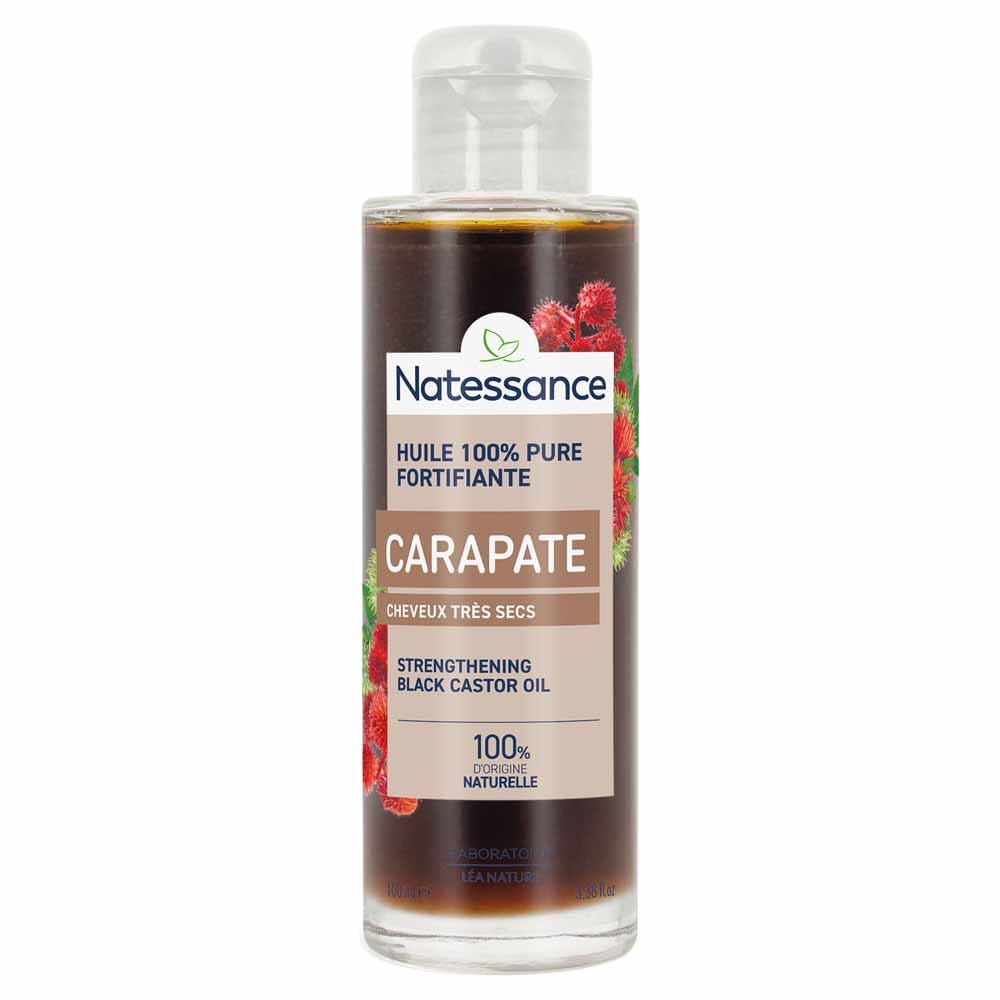 Natessance Olio di carapate nera per capelli molto secchi crespi o ricci 100 ml