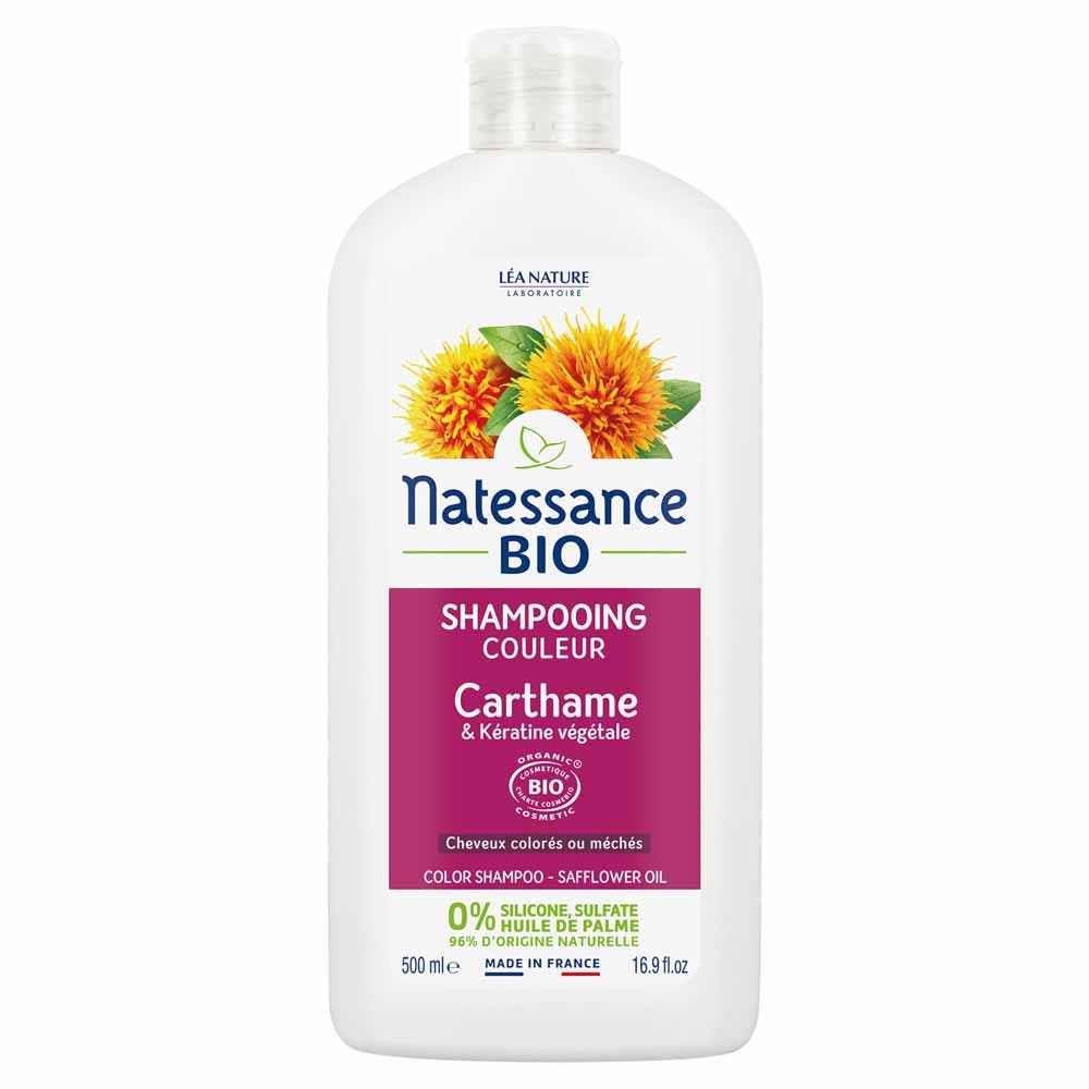 Natessance Capelli Shampoo per capelli colorati al carthamo bio e cheratina vegetale 500 ml