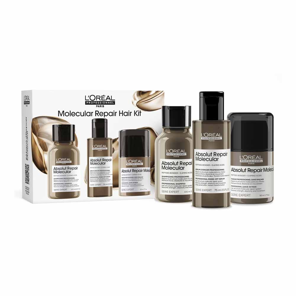 L'Oréal Professionnel Absolut Repair Molecular Kit Shampoo Riparatore, Siero e Maschera da Risciacquo Capelli danneggiati