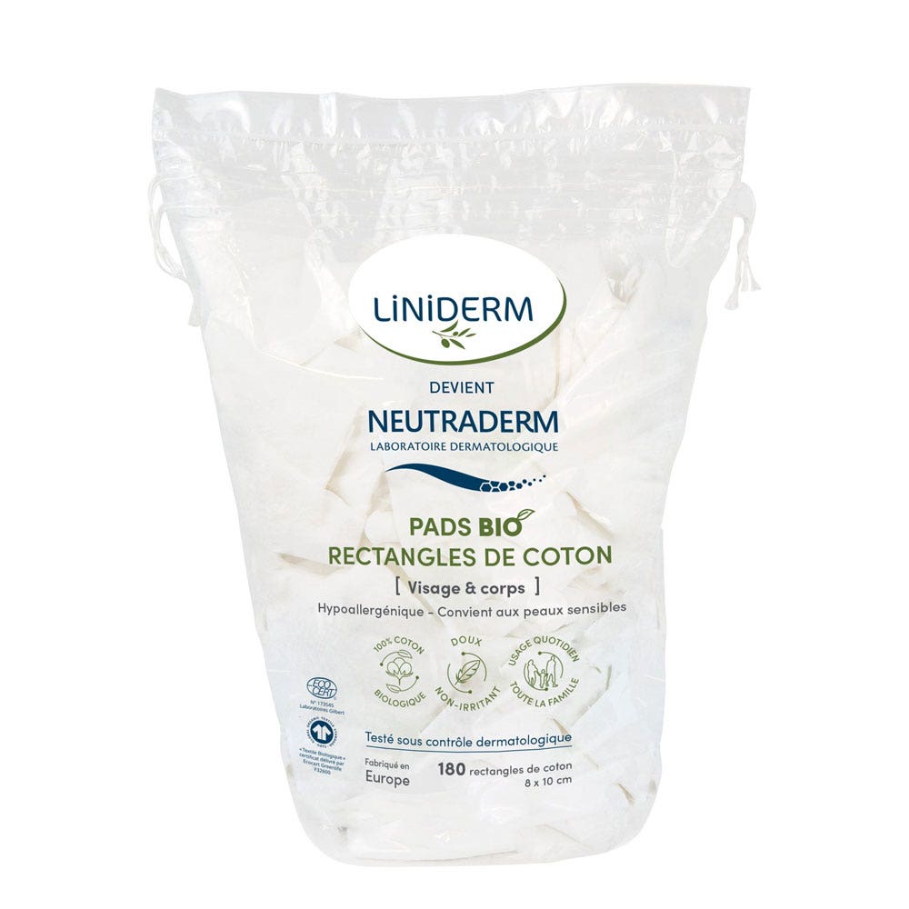 Neutraderm Dischetti bio 8 x 10 cm 180 dischetti di cotone