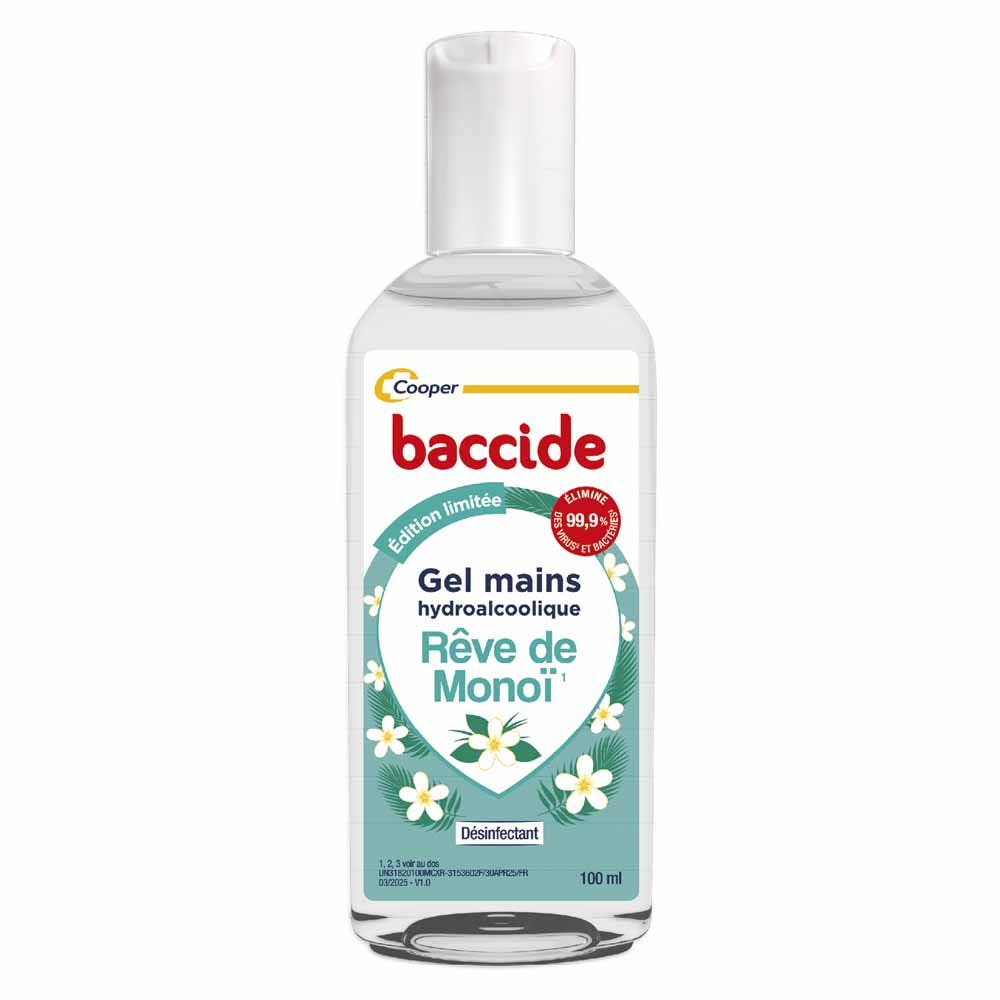 Baccide Gel mani disinfettante idroalcolico Monoi per pelli sensibili 100 ml