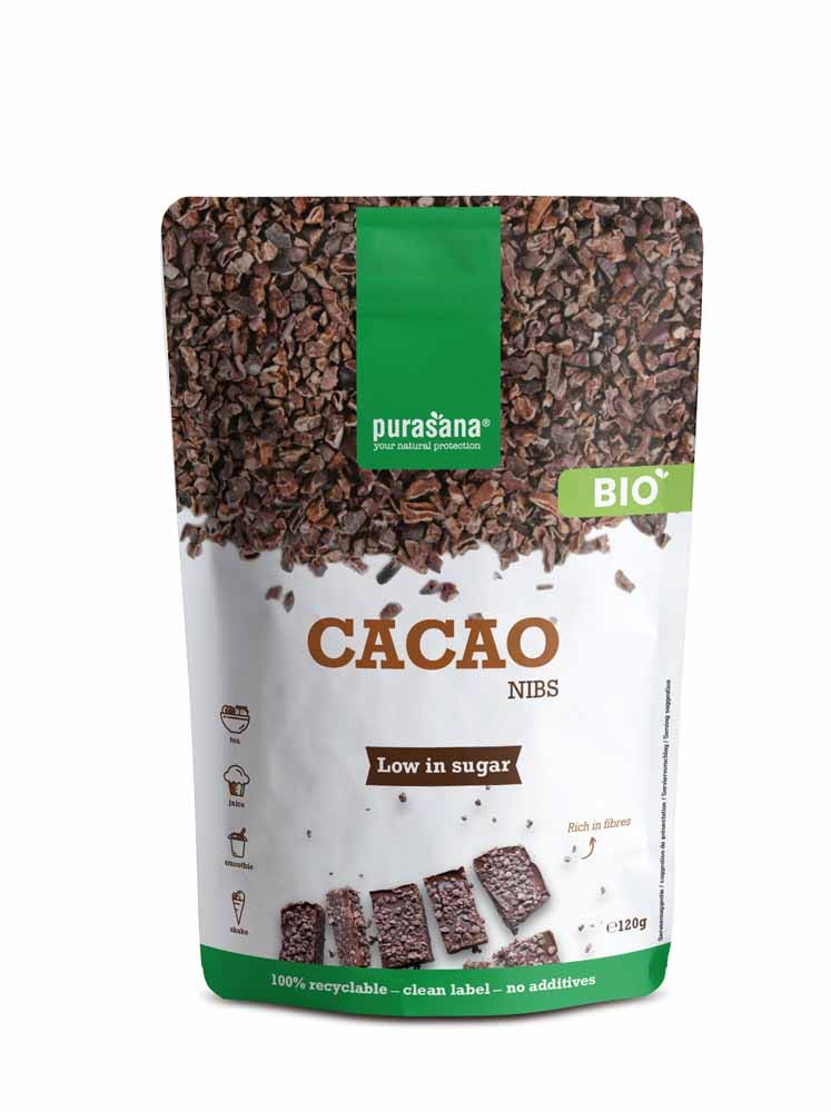 Purasana Scaglie di fagioli di cacao in grani 120 g