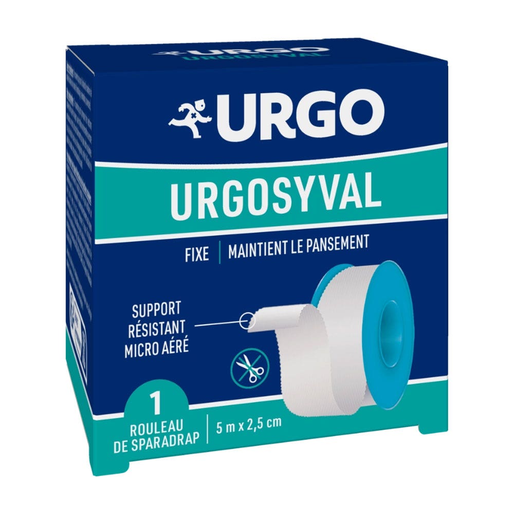 Urgo UrgoSyval Rotolo di cerotto 5m x 2,5cm colore bianco 1 unità