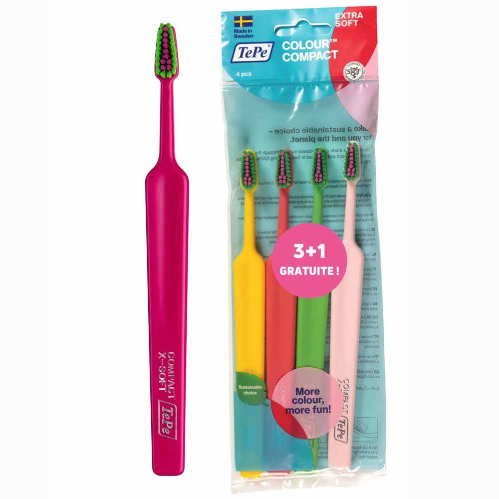 TePe Extra Soft Spazzolini da denti morbidi con setole compatte 4 unità