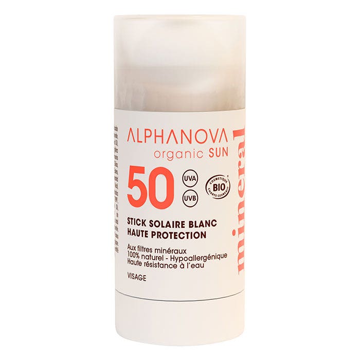 Alphanova Organic Sun Stick solare viso bio SPF50+ colore bianco 15 g