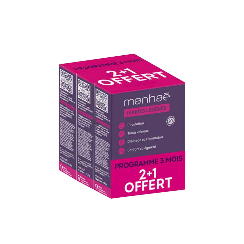 Manhaé Gambe leggere 2+1 offerto circolazione comfort e tono venoso 90 capsule