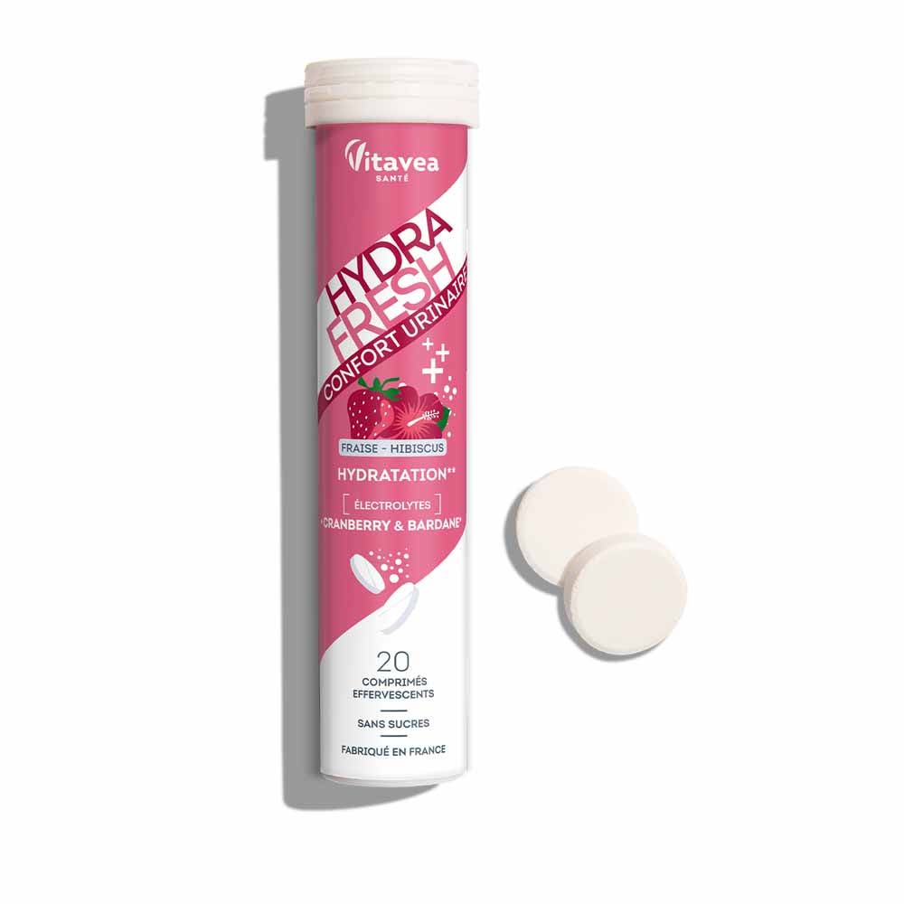 Vitavea Santé Idratazione comfort urinario con fragola, ibisco, mirtillo rosso e bardana 20 compresse effervescenti