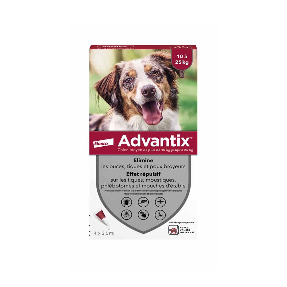 Advantix Pipette per cani taglia media da 10 a 25 kg 4 x 2,5 ml