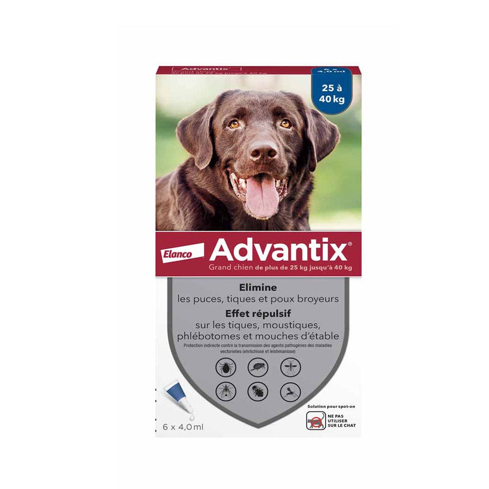 Advantix Pipette per cani di grossa taglia per cani da 25 a 40 kg 6 x 4 ml