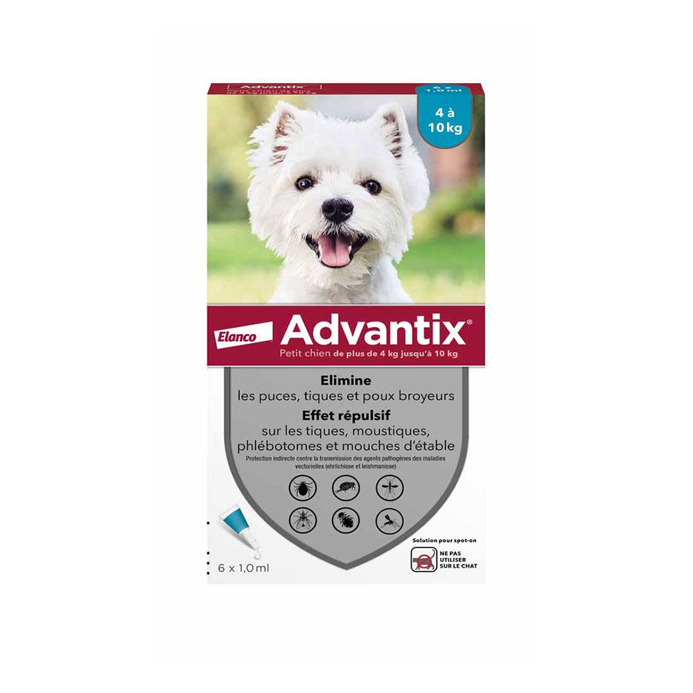 Advantix Pipette per cani di piccola taglia per cani da 4 a 10 kg 6 x 1 ml