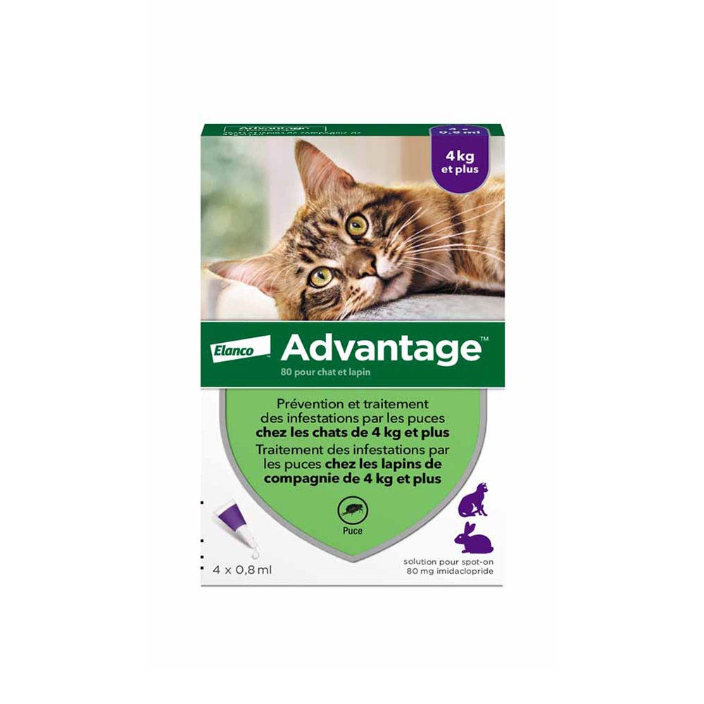 Advantage Soluzione Spot-on per Gatti e Conigli di peso superiore ai 4kg 4x0.8ml