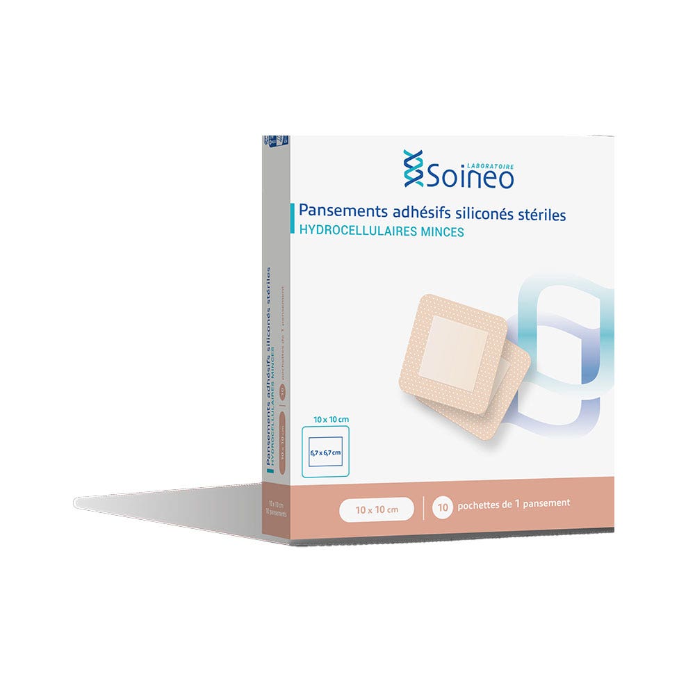 Soineo Cerotti idrocellulari sottili adesivi assorbenti medi 10x10cm /10 10 unità