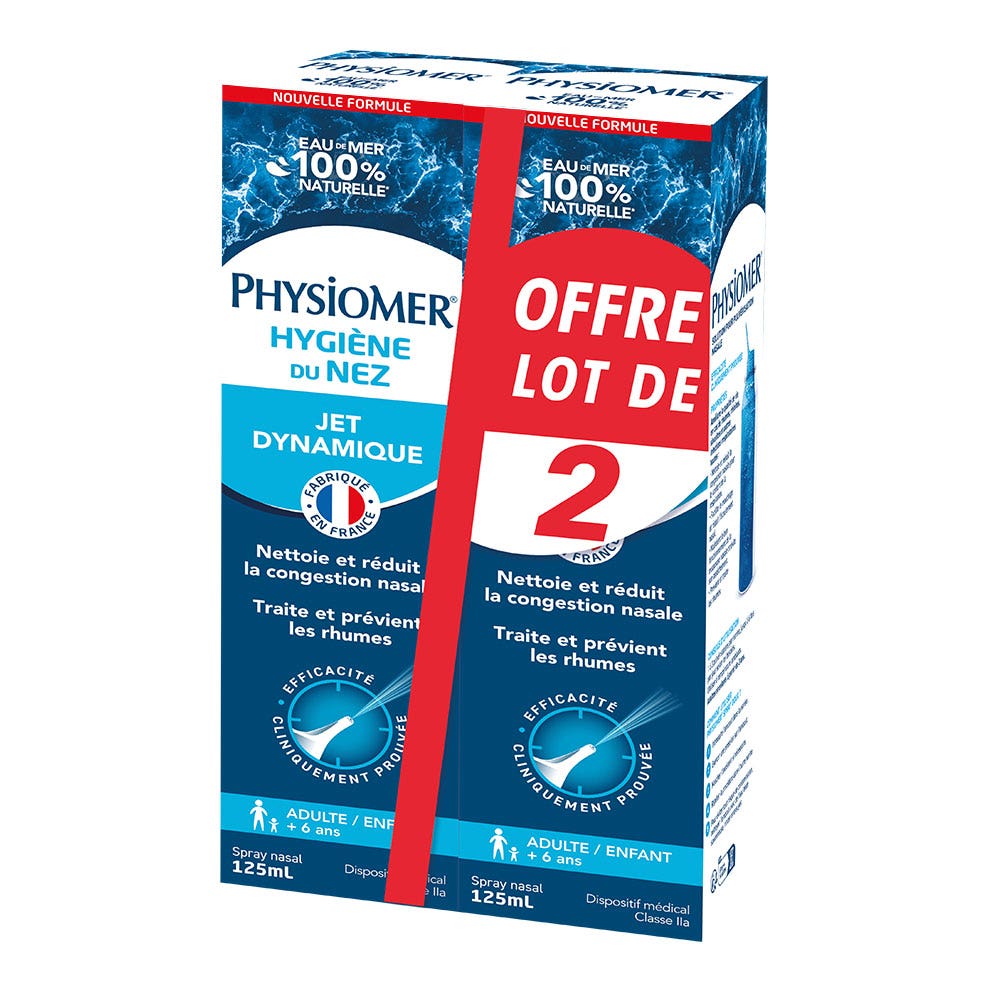 Physiomer Igiene del naso Dynamic Jet per adulti e bambini 2x125ml