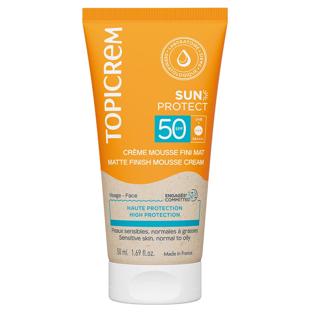 Topicrem Sun Protect Crema detergente schiumosa effetto opacizzante SPF50 50 ml