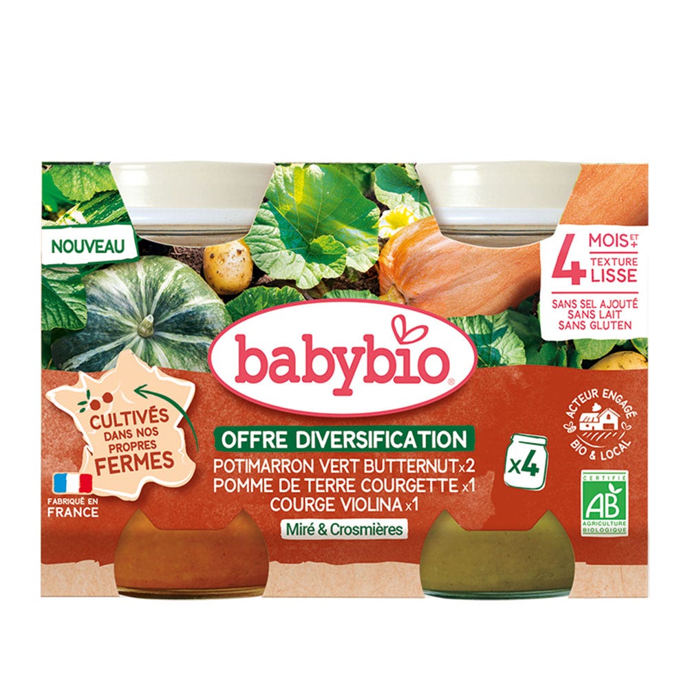 Babybio Verdura Confezione vasetti delle Fattorie a partire da 4 mesi 4 x 130 g