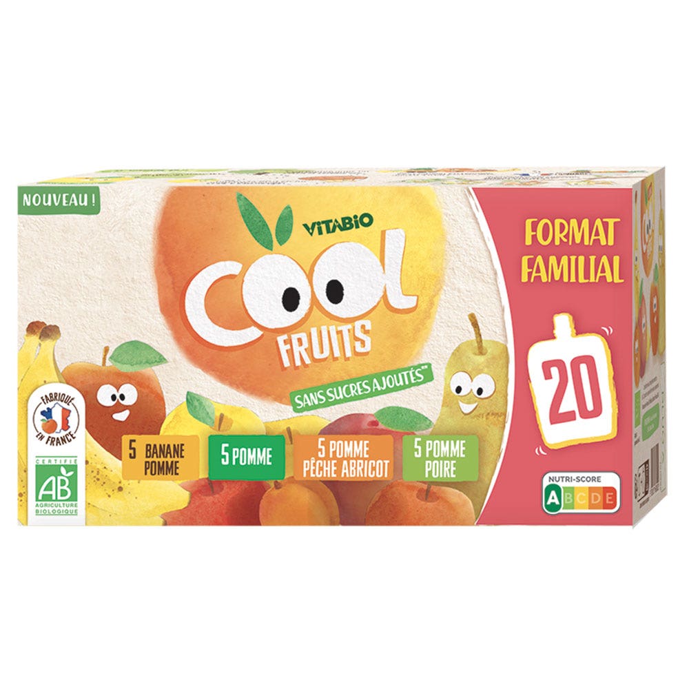 Vitabio Cool Fruits Purea di frutta in pouch per bambini dai 3 anni 20x90g