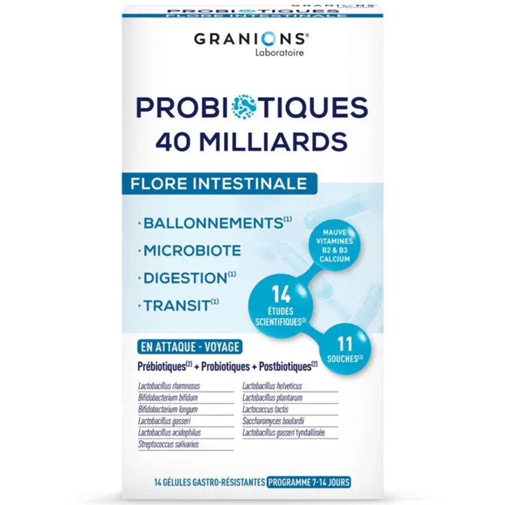 Granions Probiotici flora intestinale viaggio formato 7 giorni 14 capsule