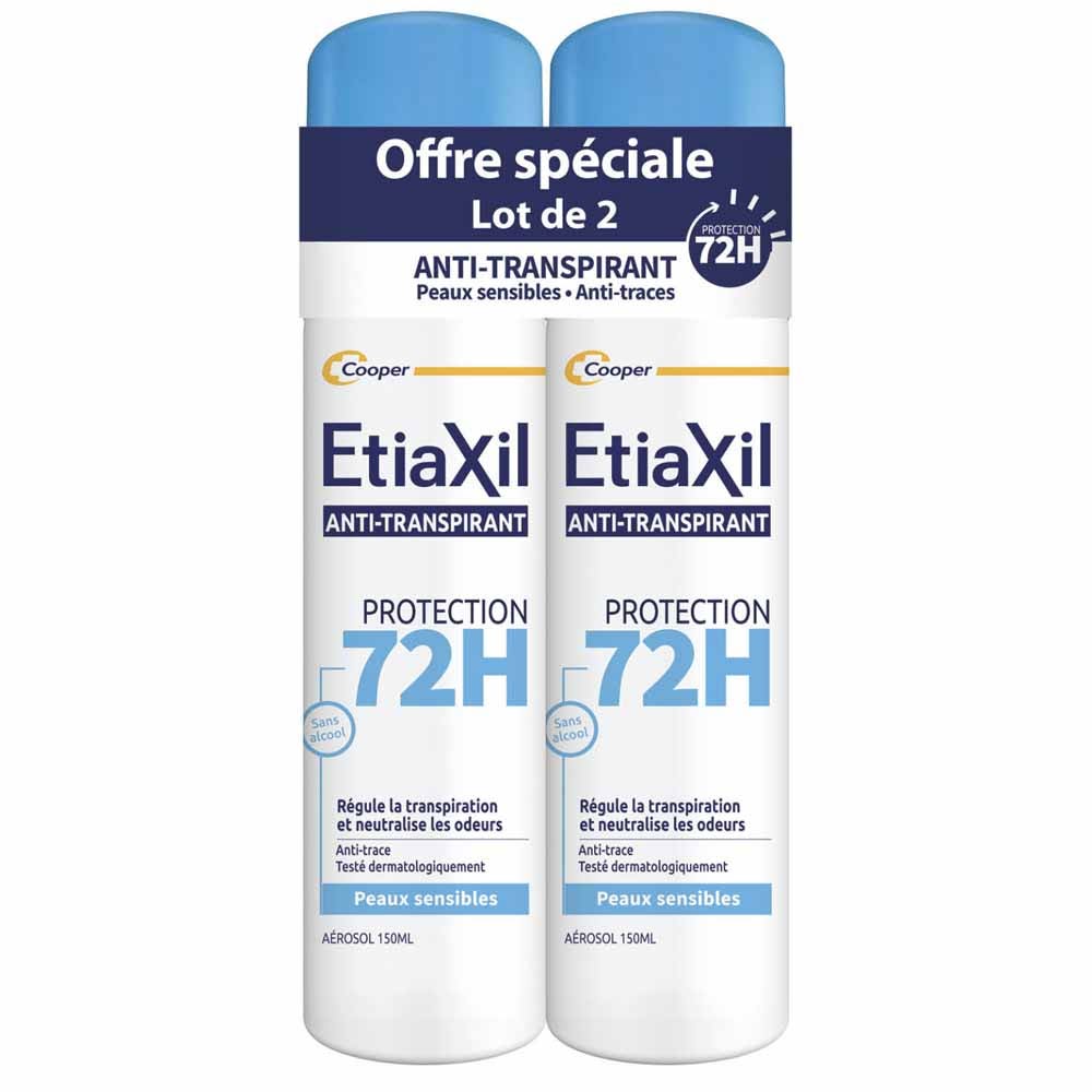 Etiaxil Anti-traspirante Deodorante spray protezione 72h per pelli sensibili 2 x 150 ml