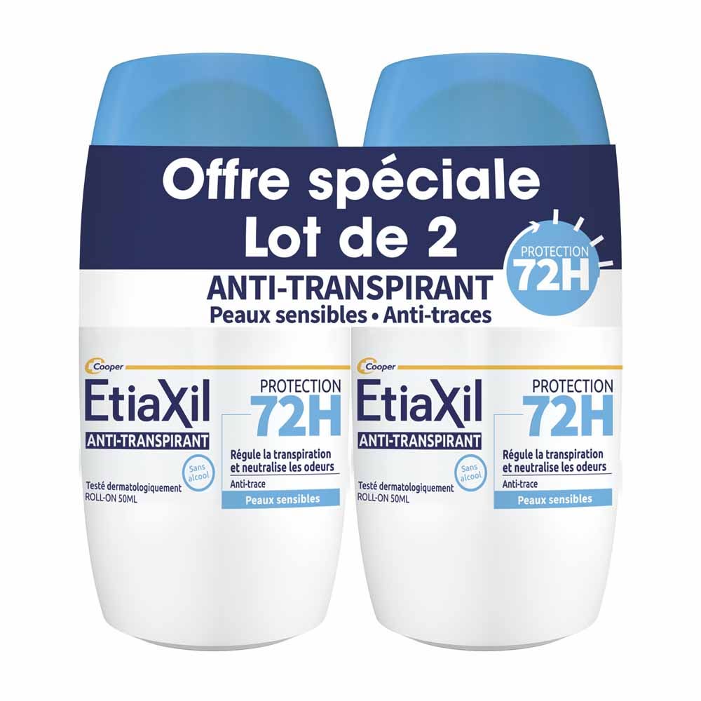Etiaxil Anti-traspirante Deodorante roll-on protezione 72h per pelli sensibili 2 x 50 ml