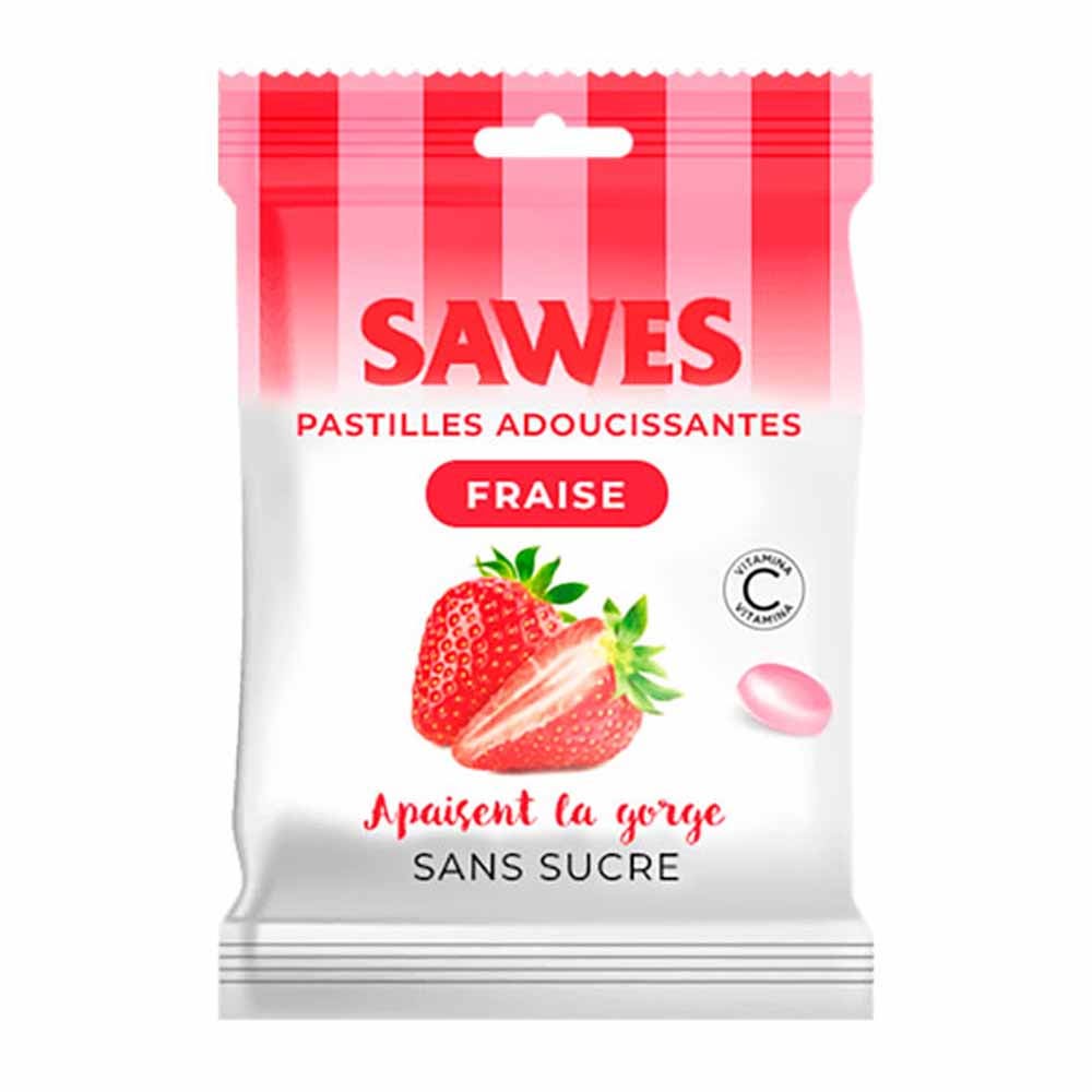 SAWES Caramelle fragola senza zucchero con vitamina C 50 g