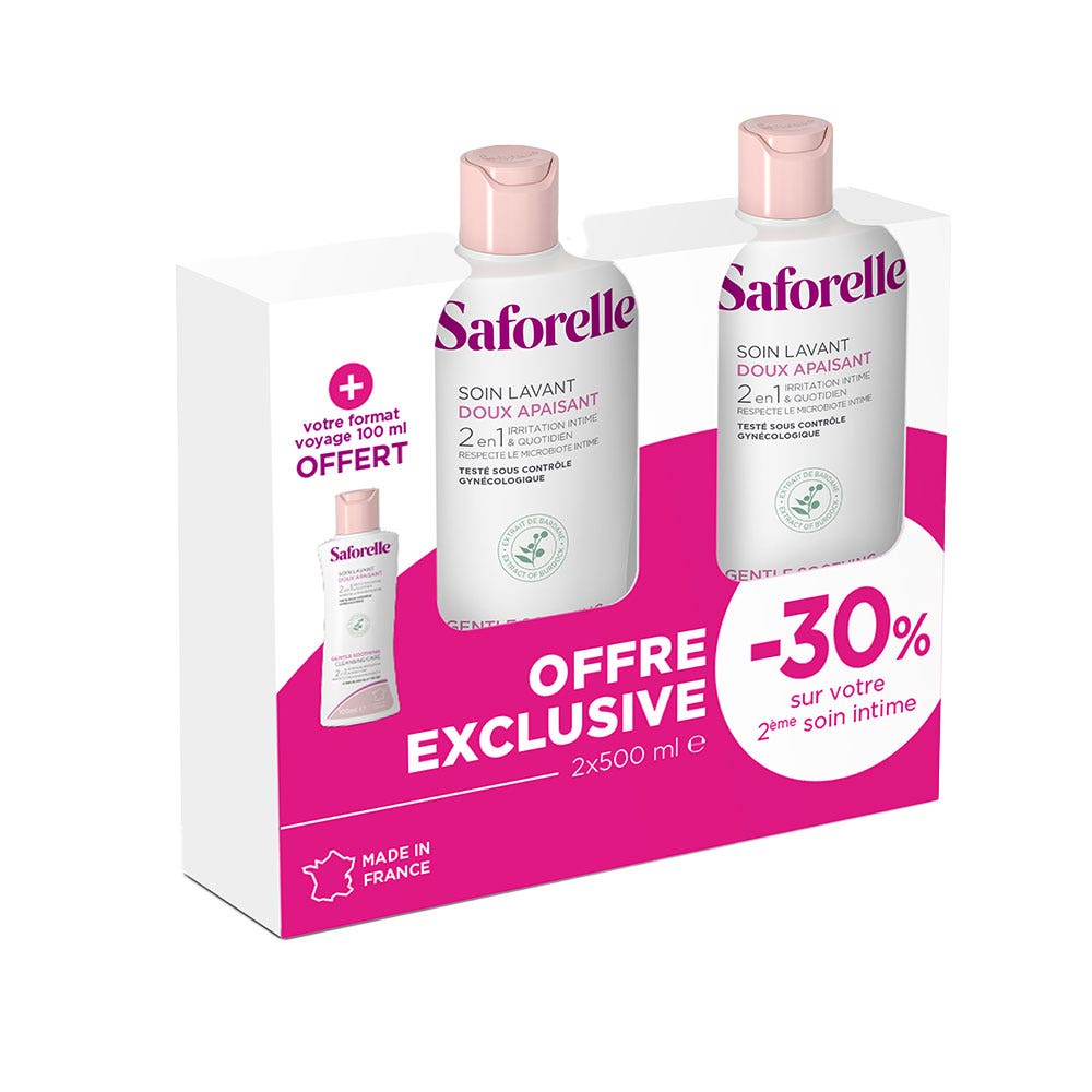 Saforelle Gel detergente delicato per pelli sensibili o irritate 2 x 500 ml