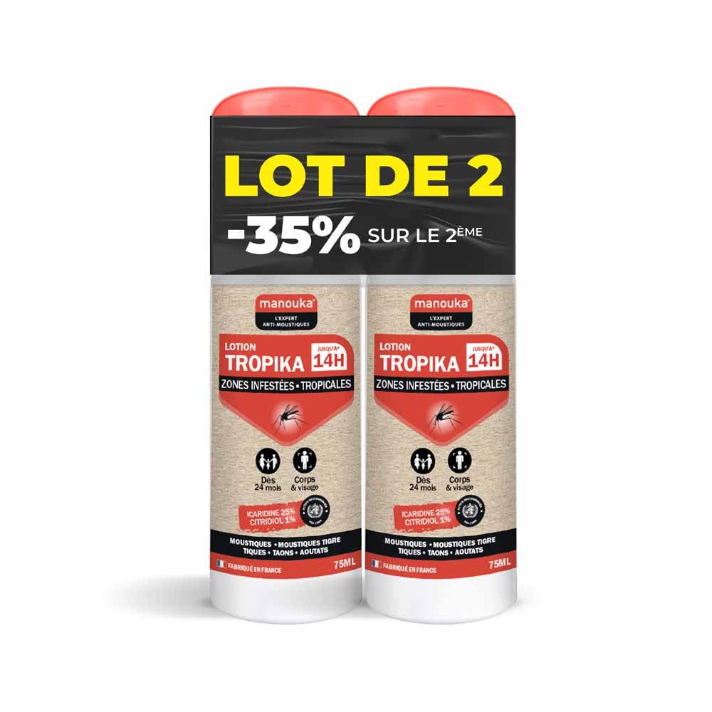 Manouka Spray repellente anti-zanzare Tropika per adulti tutte le zone 2 x 75 ml