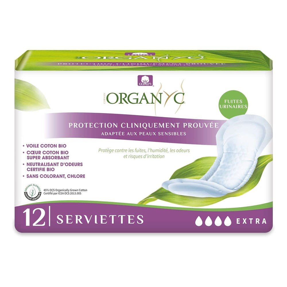 Organyc Extra cuscinetti per la debolezza della vescica x12