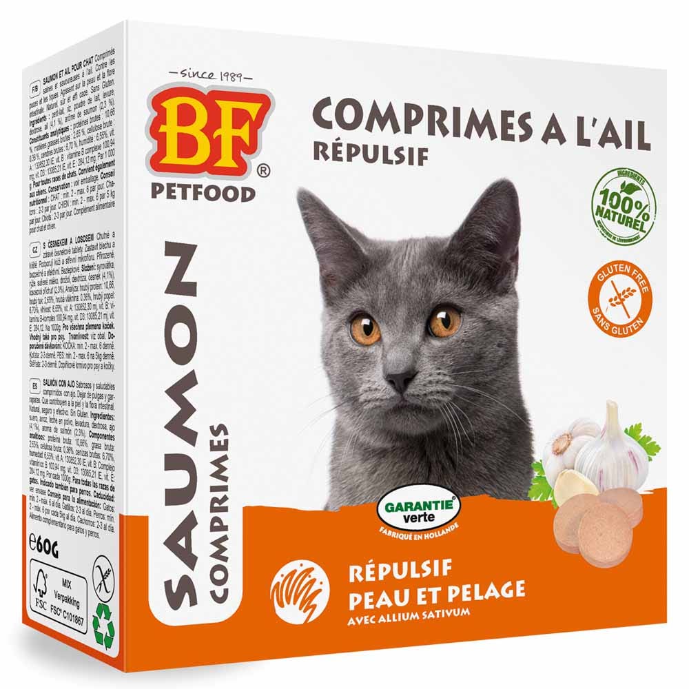 Biofood BF Petfood All'aglio repellente per pelle e pelo per gatti gusto salmone 100 compresse