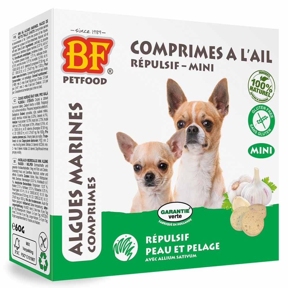 Biofood BF Petfood Compresse all'aglio repellente per cani pelle e pelo mini con alghe marine 100 compresse